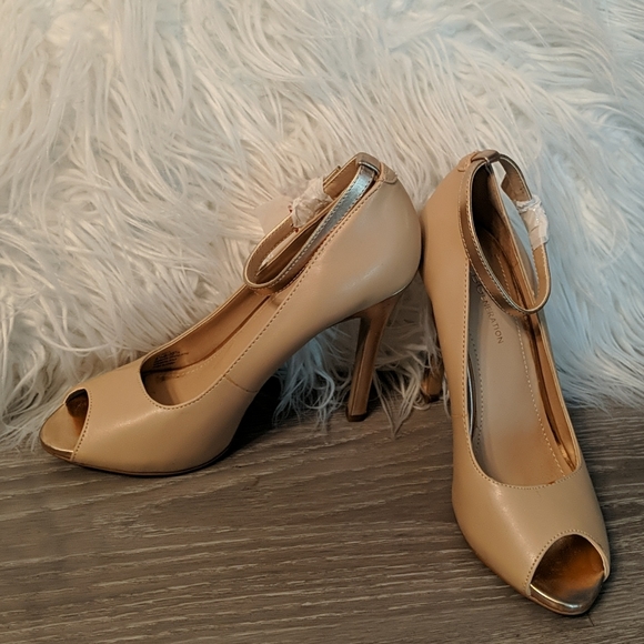 BCBGeneration Tan Peep Toe Pumps - Picture 2 of 4
